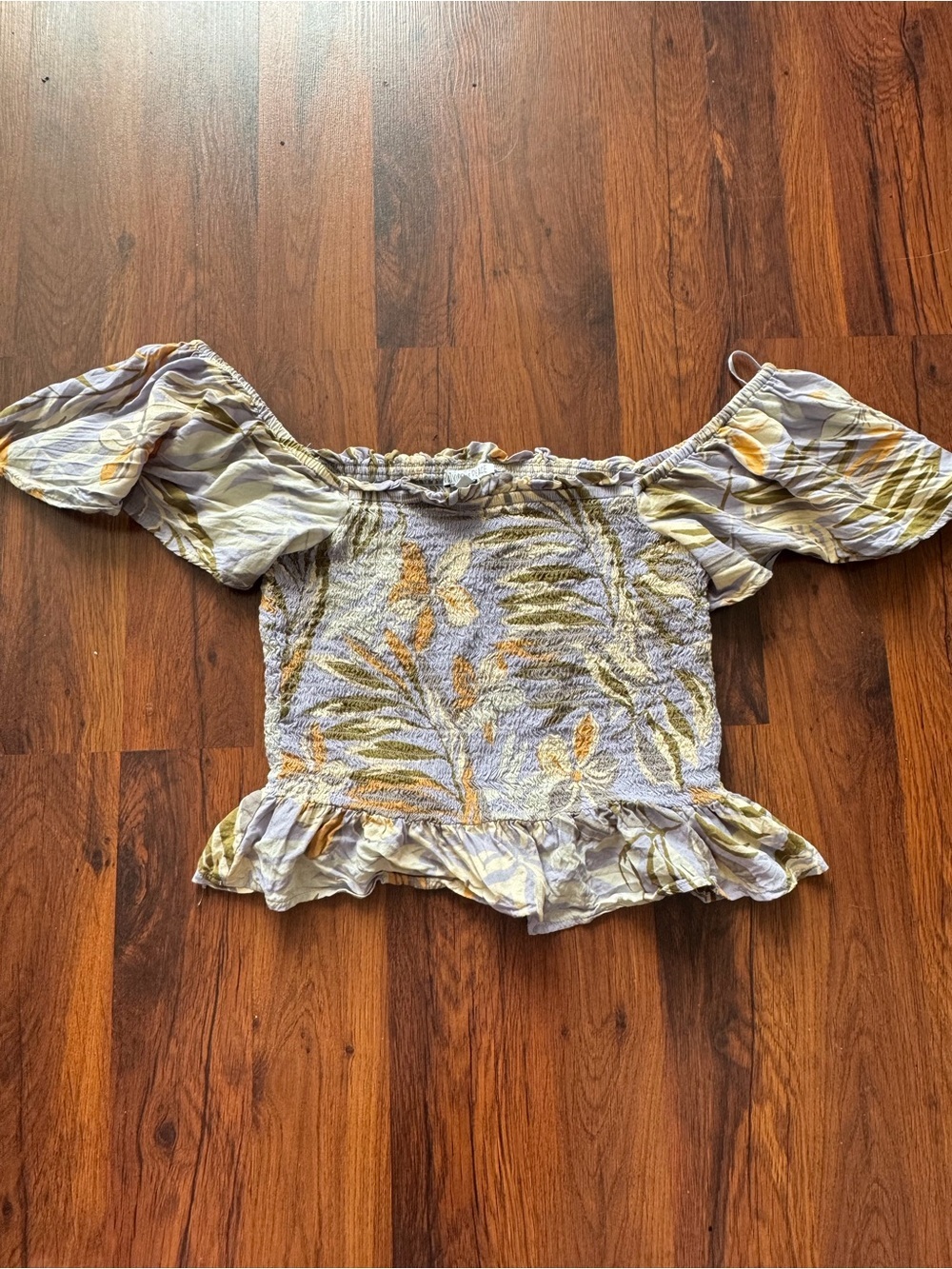 Patrons of Peace Lavender Floral Smocked Crop Top